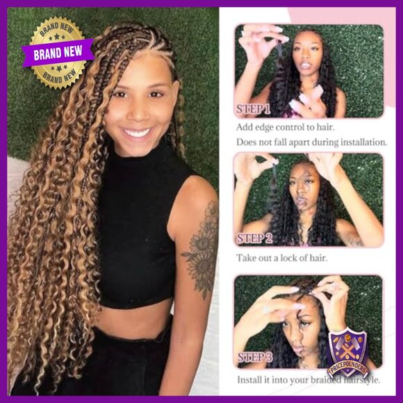Human Hair Extensions 24 Inch Water Wave 2 Bundles 100g Boho Braids